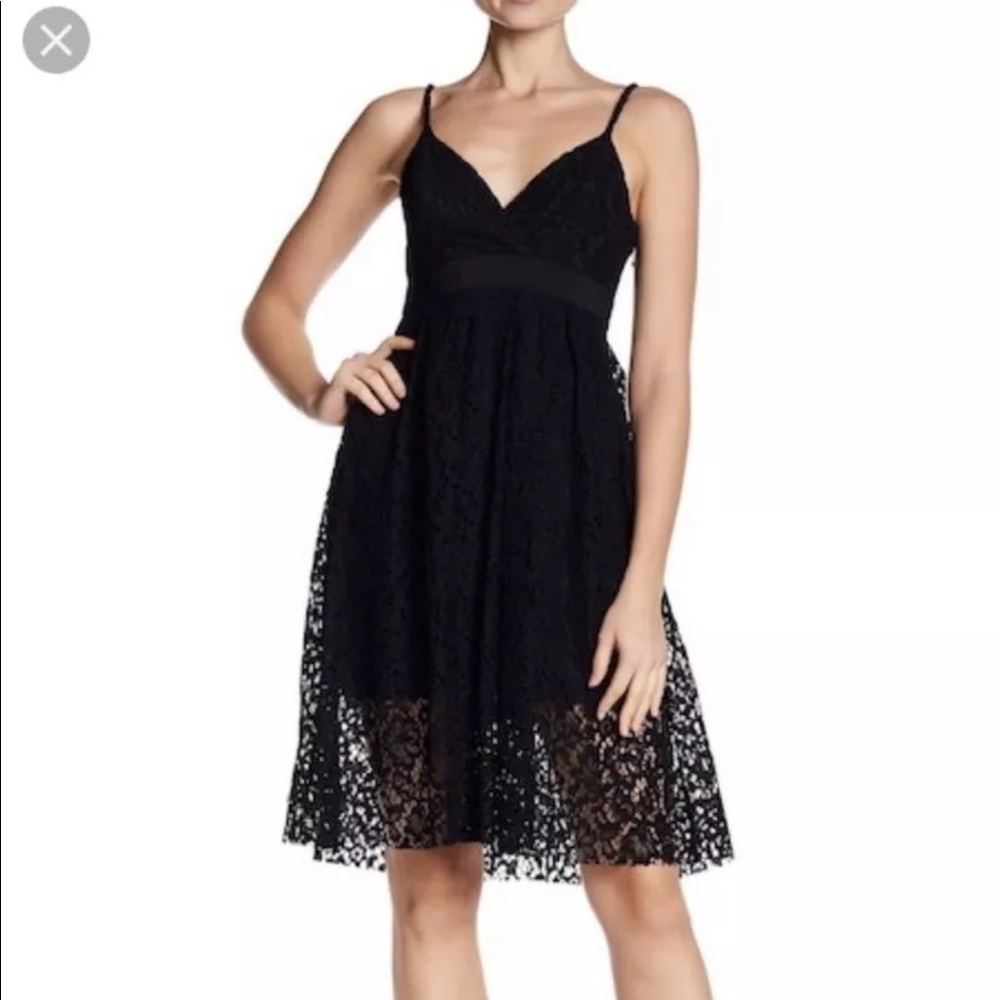 Bcbgeneration black pleated lace dress size 6